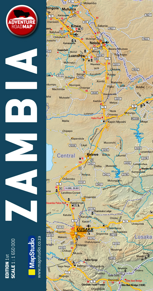 Zambia Adventure Road Map (MapStudio)