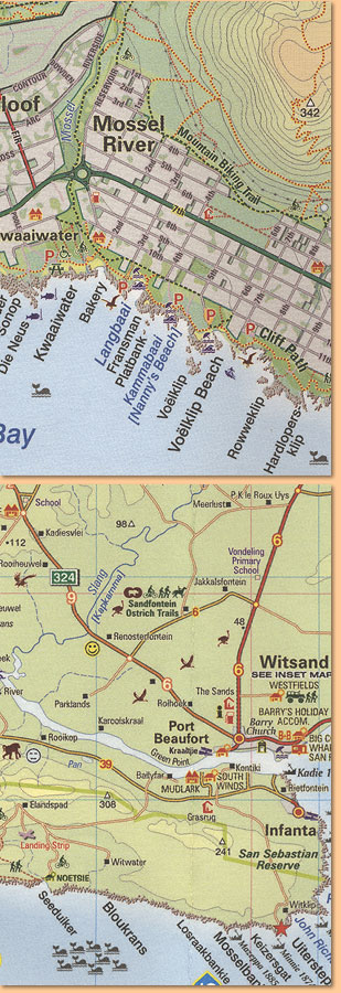 Overberg Whale Coast Map/ Karte. Hermanus, Cape Agulhas, Swellendam (Slingsby's)