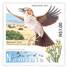 Namibisches Postwertzeichen (Wert: 1 Namibia-Dollar). Entwurf: Helge Denker, Windhoek.