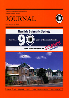 Journal 63-2015 (Namibia Scientific Society), by Antje Otto, Wolfgang Reith et al. Namibia Scientific Society. Windhoek, Namibia 2015. ISBN 9789994576371 / ISBN 978-99945-76-37-1