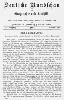 Titelansicht des Beitrages von Kurt Dinter: Wanderungen in der deutschen Colonie (1900)