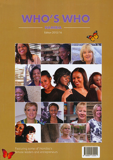 Reverse side of Who's who Namibia 2015/2016 (Thea Visser), leading to the women's part of the journal.