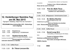 Am 09. Mai 2015 veranstaltet der DNG-Bezirk Rhein-Neckar den 12. Heidelberger Namibia-Tag.