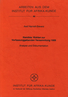 Namibia: Wahlen zur Verfassungsgebenden Versammlung 1989, von Axel Harneit-Sievers. Arbeiten aus dem Institut für Afrika-Kunde, Nr. 69. Hamburg 1990. ISBN 3923519966 / ISBN 3-923519-96-6 / ISBN 9783923519965 / 978-3-923519-96-5