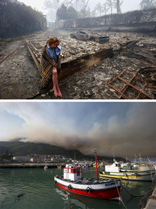 Veldfeuer auf der Kaphalbinsel Südafrikas unter Kontrolle. Menschen verloren ihr Heim, über 5500 Hektar Vegetation verbrannt.
