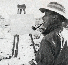 Der Maler Helmut Lewin im Veld bei Grootfontein in den 1950er Jahren.