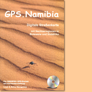GPS-Karte Namibia. Digitale Namibia-Karte mit Teilen von Botswana und Südafrika für GARMIN®-Navis