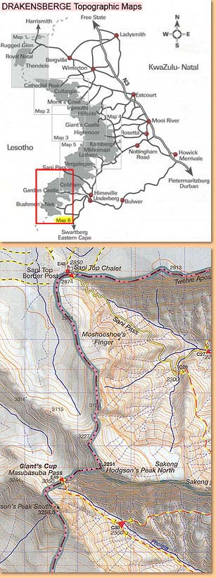 Drakensberg Hiking Map/ Wanderkarte No 6 - Cobham (s), Bushman's Nek 1:50.000
