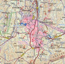 Topographische Karte zeigt Windhoek im Maßstab 1:250.000