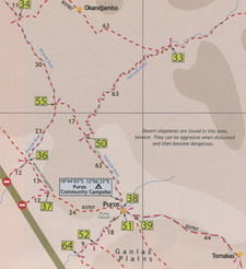 Detail aus der Darstellung der Kaokoland Map/ Karte von InfoMap.