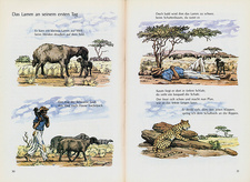 Beispiel aus dem von der Arbeitsgemeinschaft der Deutschen Schulvereine in Südwestafrika/Namibia erarbeiteten Lesebuch für die Grundstufe: Das Erdmännchen, ein Lesespaß.