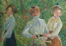 Ausschnitt aus einem Gemälde von Fritz von Uhde mit seinen Töchtern Anna, Amalie und Sophie von Uhde.