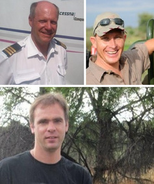 Absturz Cessna 425 in Namibia: Drei Tote sind zu beklagen, die Piloten Uwe Herbert (r.), Ole Friede (l.) und Fritz Alpers (u.)