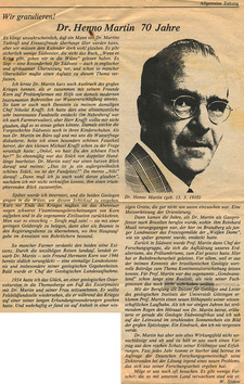 Dieser Geburtstagsgruß Wolfgang Sydows (1912-1998) an Dr. Henno Martin (1910-1998) erschien 1980 in der Windhoeker Allgemeinen Zeitung.
