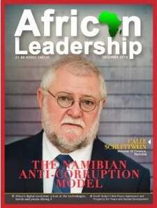 Die Auszeichnung "Transparency Excellence Award" des African Leadership Magazine UK ging im Dezember 2018 an Namibias Finanzminister, Calle Schlettwein. Cover: © African Leadership Magazine UK