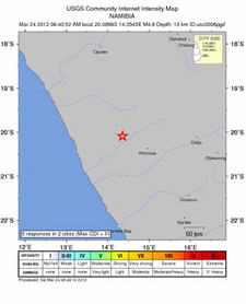 Leichtes Erdbeben in Namibia.