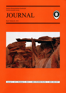 Journal 62-2014 (Namibia Scientific Society / Namibia Wissenschaftliche Gesellschaft), by Sigrid Schmidt et al. Namibia Scientific Society / Namibia Wissenschaftliche Gesellschaft. Windhoek, Namibia 2014. ISBN 9789994576296 / ISBN 978-99945-76-29-6