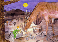 Kammi der Kameldornzwerg, von Hadi du Plessis und Irmela Reif. Kammi trifft den äsenden Eland.