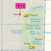Eine gelb in die Namibia Road Map (MapStudio) eingezeichnete Route durch den Khaudum Park. Diese oder vergleichbare Route kann auch für die GPS-Karte Namibia programmiert werden.