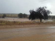 Farmer hocherfreut: ergiebige Niederschläge in Namibia. Foto: Regen im Khomas Hochland, von Jens Dietzel.