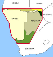 Abdeckung der GPS-Karte Namibia: Namibia und Teile von Botswana, Südafrika, Sambia und Simbabwe.